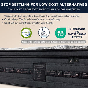 Hybrid Mattress in a Box – Gel Memory Foam & Pocketed Coils, Medium Firm, 12 Inch
