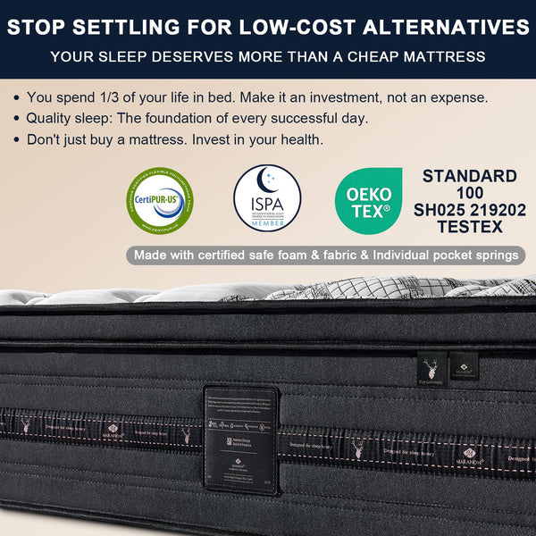 Hybrid Mattress in a Box – Gel Memory Foam & Pocketed Coils, Medium Firm, 12 Inch