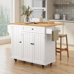 41.7" Kitchen Island with Drop Leaf, Storage Cabinet & Drawer