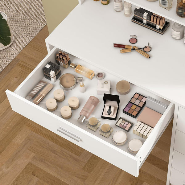 Makeup Vanity Desk with Lighted Mirror & Drawers