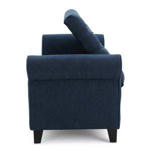 Button-Tufted Fabric Storage Ottoman Bench with Rolled Arms