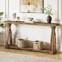 63-Inch Solid Wood Console Table with 2-Tier Storage