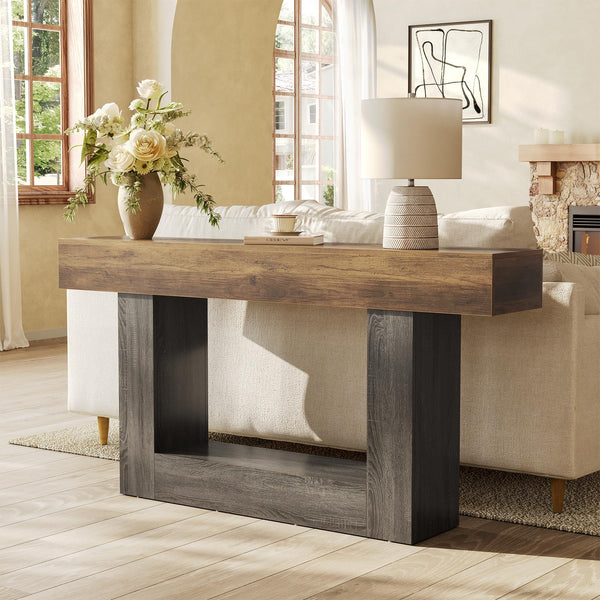 63-Inch 2-Tier Console Table | Farmhouse Sofa & Entryway Table