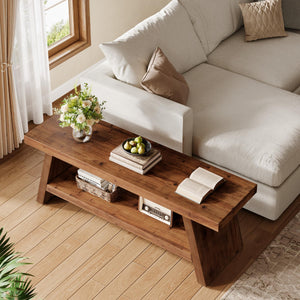 2-Tier Solid Wood Entryway Bench