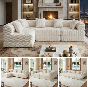 L-Shaped Modular Sectional Sofa Bed – Velvet, No Assembly
