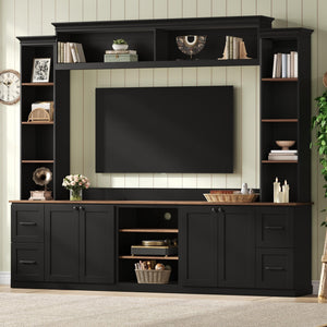 4-in-1 Wall Unit Entertainment Center with Bookshelf