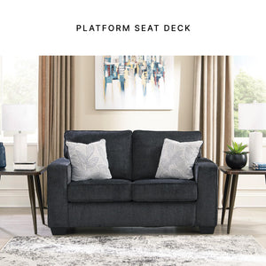Modern Chenille Loveseat with Accent Pillows