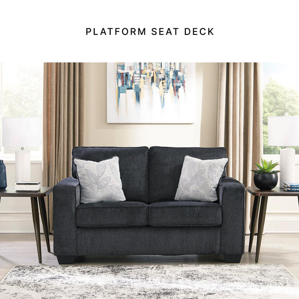 Modern Chenille Loveseat with Accent Pillows