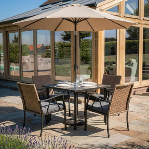 7-Piece Outdoor Patio Dining Set with Swivel Chairs & Umbrella Hole Table