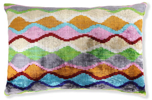Colorful Wave Silk Velvet Throw Pillow 16x24