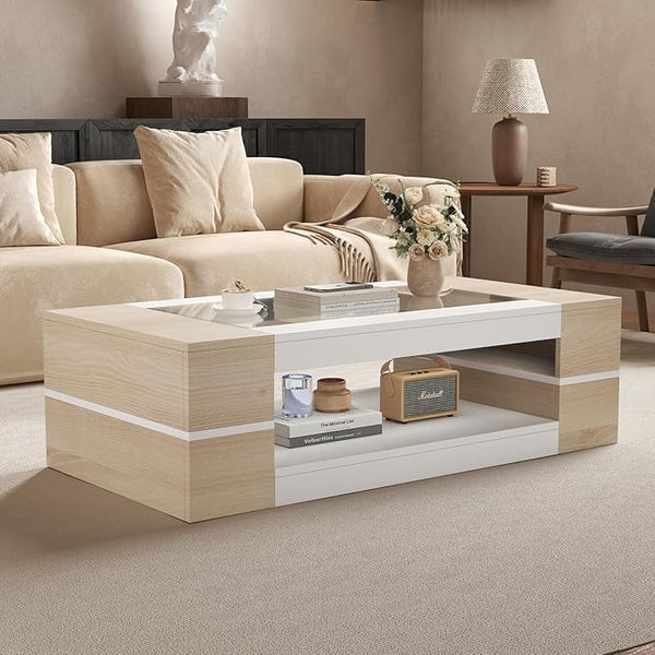 47" 2-Tier Glass Top Coffee Table