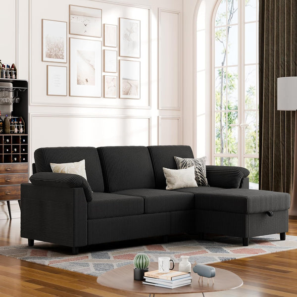 Convertible Sectional Sofa with Ottoman & Removable Pillows