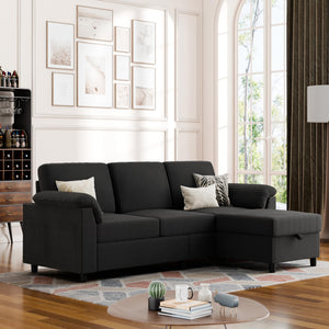 L-Shaped Sectional Sofa with Ottoman & Removable Pillows