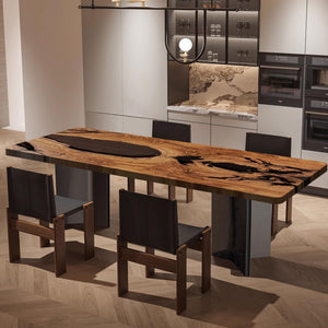 Custom Epoxy Resin Dining Table – Solid Olive Wood