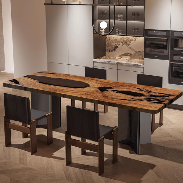 Custom Epoxy Resin Dining Table – Solid Olive Wood