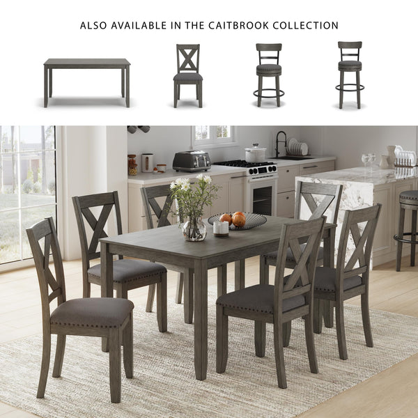 7-Piece Rustic Dining Set – Rectangular Table & 6 X-Back Upholstered Chairs