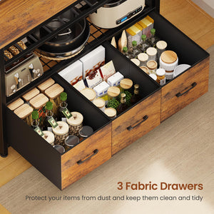 6-Tier Baker's Rack with Power Outlets, LED Lights & Wine Rack