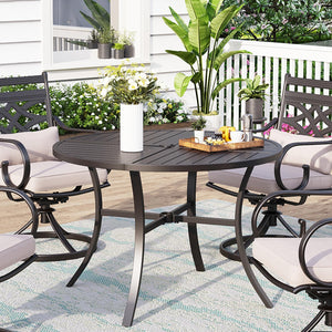Round Outdoor Dining Table with Umbrella Hole