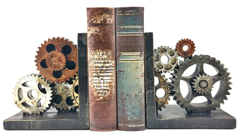 Decorative Gear Bookends Set of 2