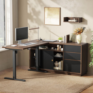 60" Storage Cabinet with File Drawer & Built-in Outlet