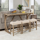 4-Piece Bar Table Set with USB Port & Upholstered Stools
