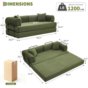 Convertible Sleeper Sofa Bed – Corduroy Folding Couch with Pillow
