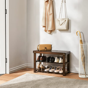 3-Tier Bamboo Shoe Rack Bench with Storage