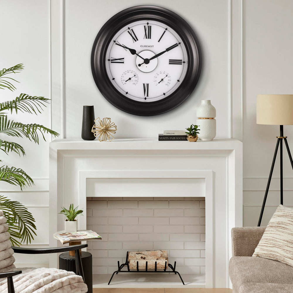 24-Inch Outdoor Wall Clock with Thermometer & Hygrometer – Oil Rubbed Bronze