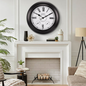 24-Inch Outdoor Wall Clock with Thermometer & Hygrometer – Oil Rubbed Bronze