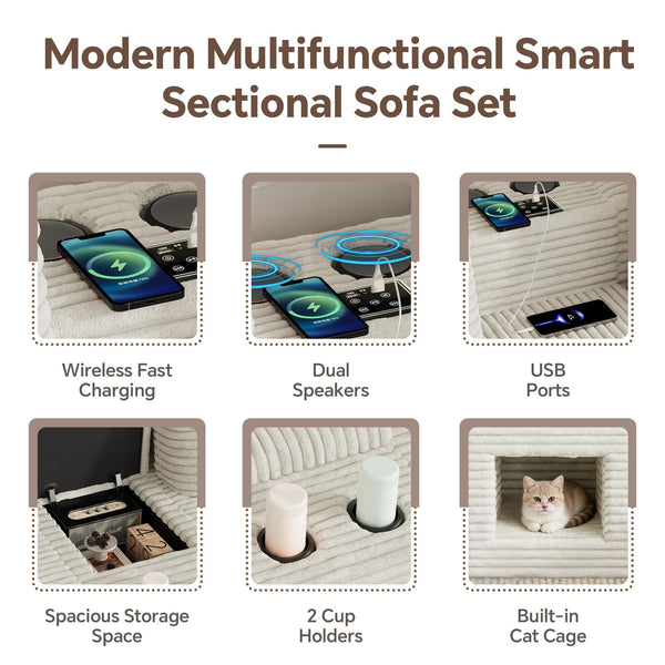 150" U-Shaped Modular Sectional Sofa