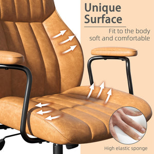 Leather Office Chair – Height Adjustable, Mid-Century Modern
