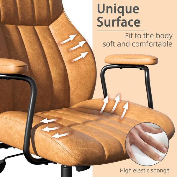 Leather Office Chair – Height Adjustable, Mid-Century Modern