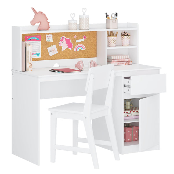 Kids Study Desk with Chair Set and Hutch