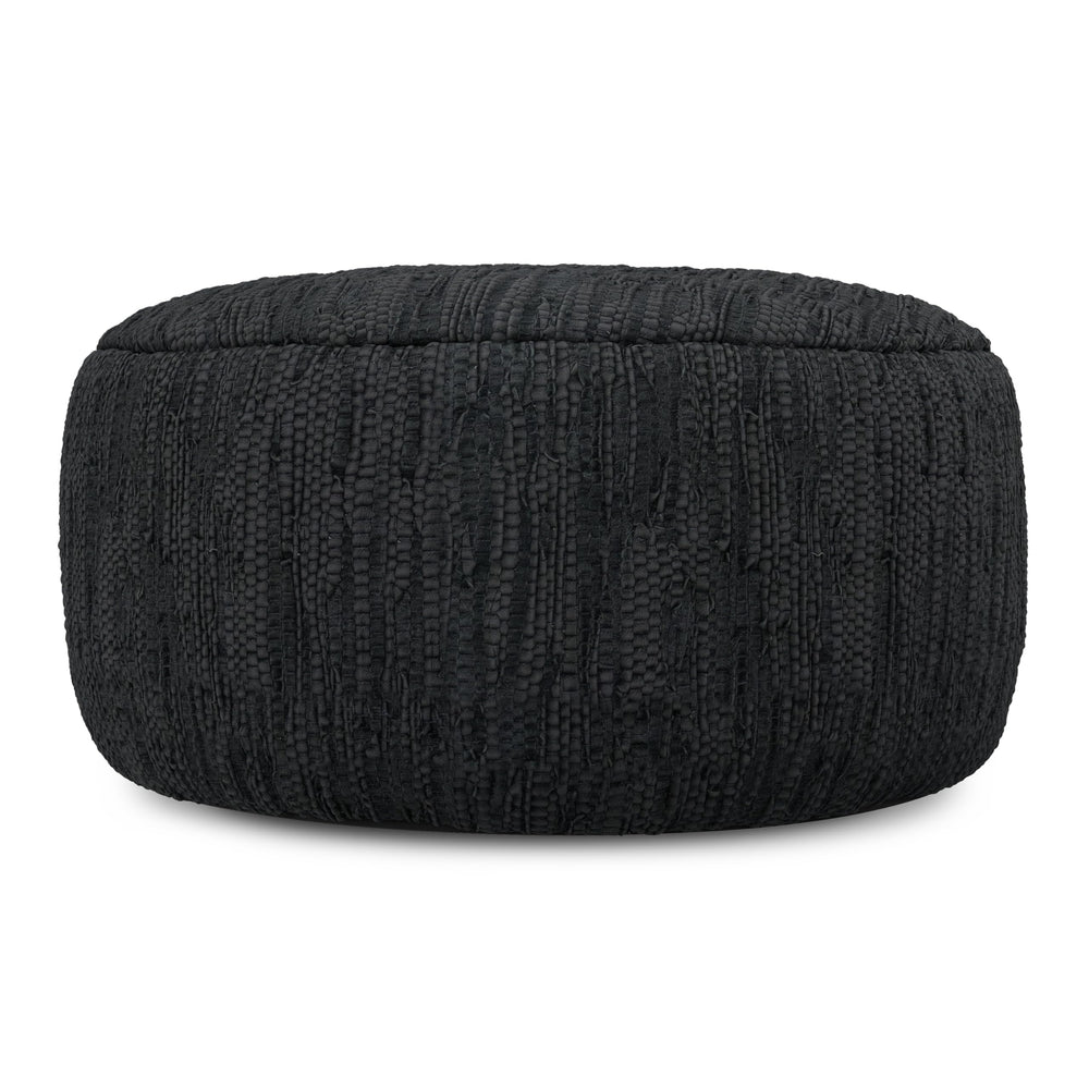 30-Inch Round Genuine Leather Pouf Ottoman
