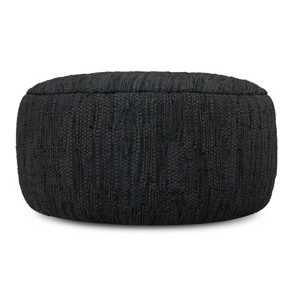 30-Inch Round Genuine Leather Pouf Ottoman
