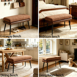 32" Retro Upholstered Entryway Bench