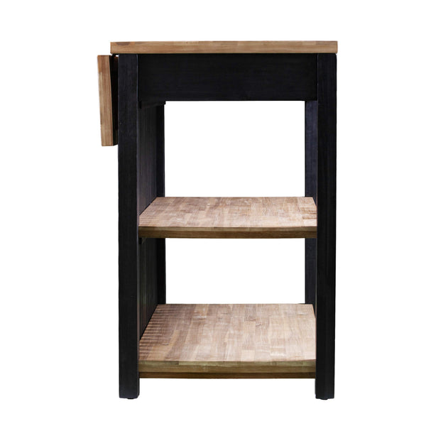 Expandable Freestanding Kitchen Island – Black & Natural
