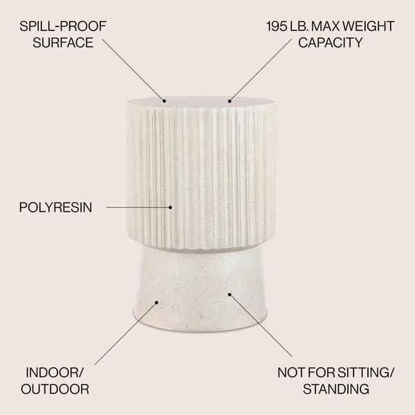 Round Tambour Accent Table – Terrazzo Finish