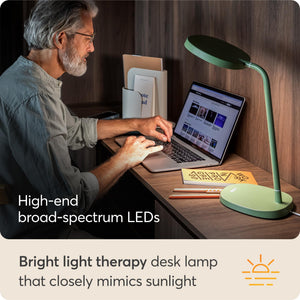 10,000 Lux Adjustable Bright Light Therapy Desk Lamp - Sage Green