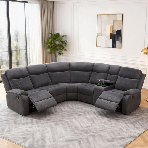 Reclining Sectional Sofa Set with Storage & Cup Holders