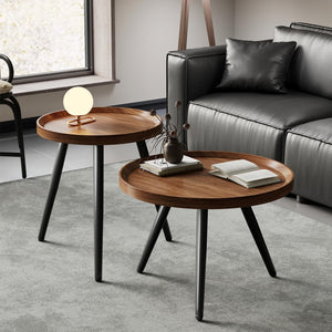 Nesting Coffee Table Set of 2, Mid Century Modern, Walnut