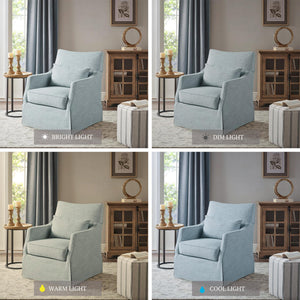 Skirted Swivel Accent Chair with Lumbar Pillow