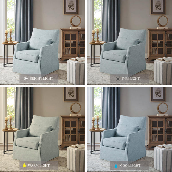 Skirted Swivel Accent Chair with Lumbar Pillow