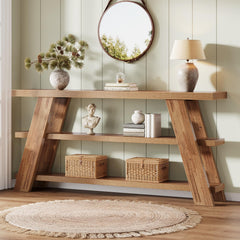 70.87" 3-Tier Narrow Console Table with Storage – Farmhouse Sofa & Entryway Table