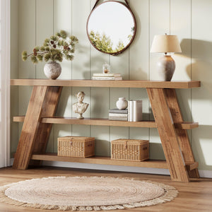 70.87" 3-Tier Narrow Console Table with Storage – Farmhouse Sofa & Entryway Table