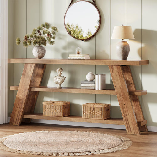 70.87" 3-Tier Narrow Console Table with Storage – Farmhouse Sofa & Entryway Table