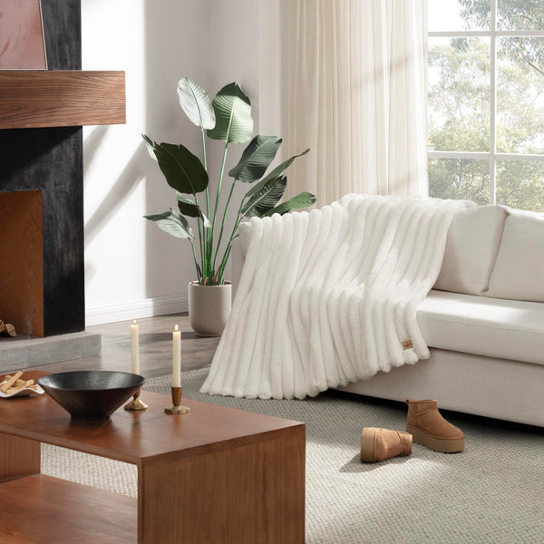Faux Fur Throw Blanket – Reversible Plush Bubble Design, 50" x 70"
