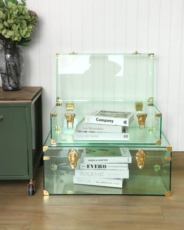Acrylic Storage Chest Set of 2 with Handles & Hasps