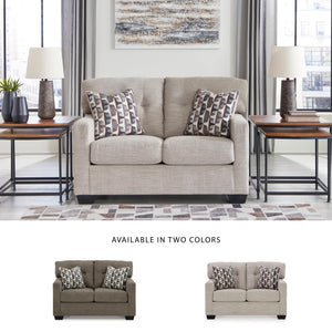 Contemporary Tufted Loveseat – Beige Polyester Upholstery