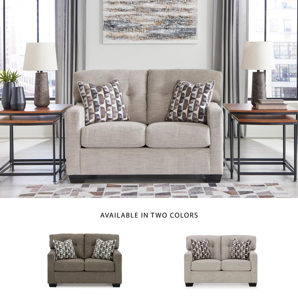 Contemporary Tufted Loveseat – Beige Polyester Upholstery